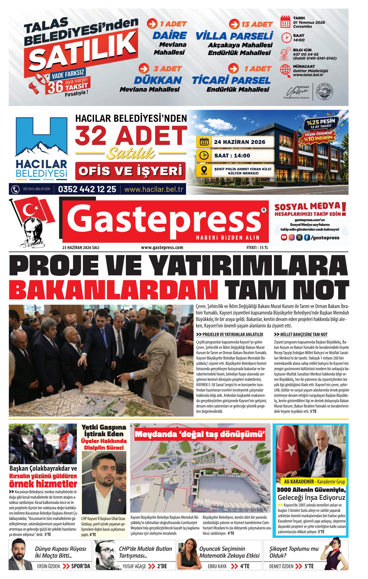 23 HAZİRAN 2026 GASTEPRESS GAZETESİ
