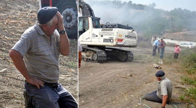 Ürünlerinin yanmasını gözyaşları dökerek izledi!