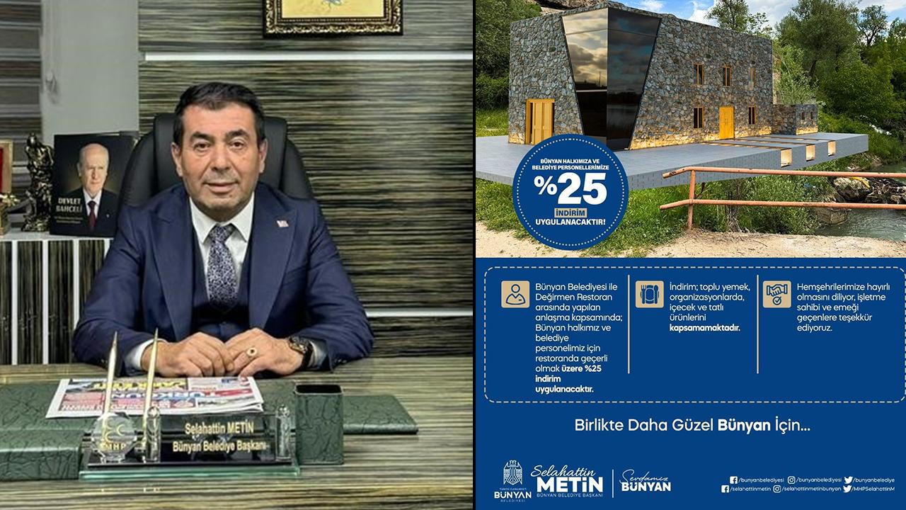 Başkan Metin’den Bünyanlılara yüzde 25 indirim müjdesi!