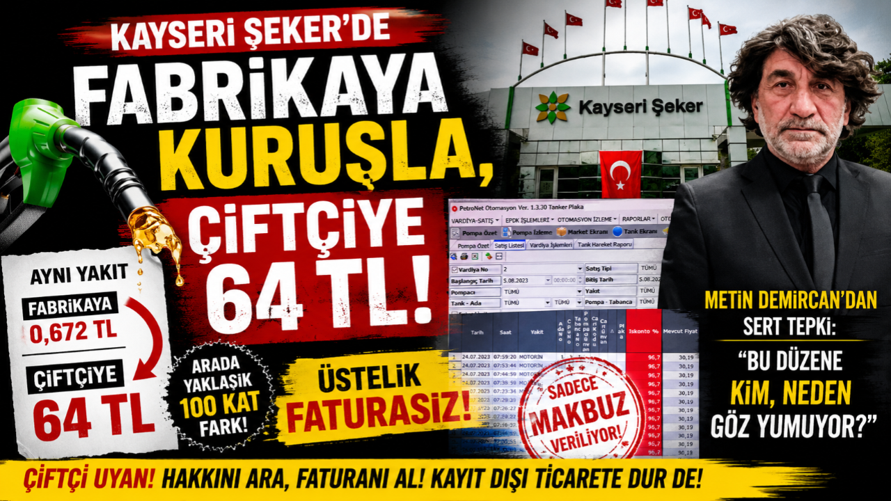 Kayseri Şeker’de “Fabrikaya Kuruşla, Çiftçiye 64 TL” İddiası! Metin Demircan’dan Sert Tepki!