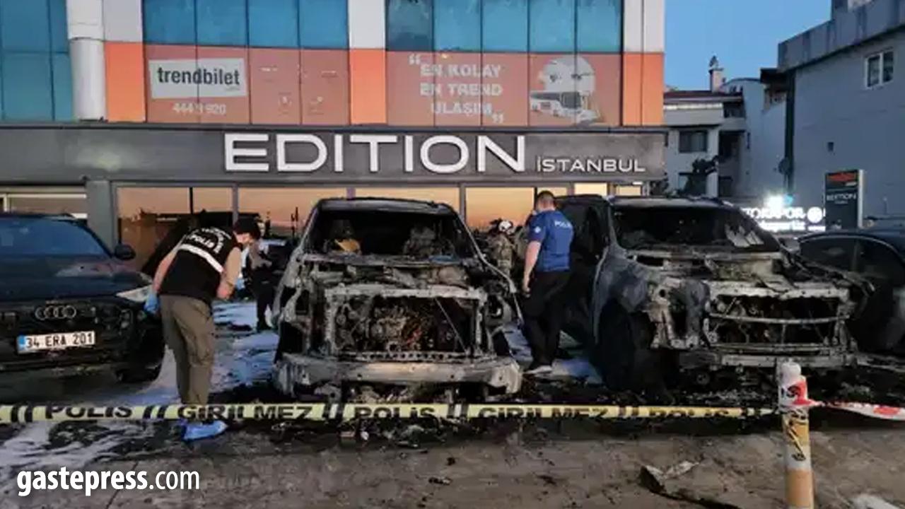 Bakırköy'de oto galeride 'kundaklama' şüphesi: 50 milyon TL değerinde 4 otomobil alev alev yandı!