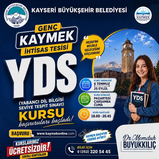 Kayseri Büyükşehir'den gençlere TYT, LGS ve YDS kursları!